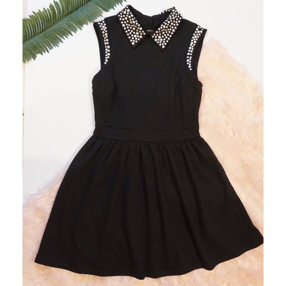 Material Girl Dresses & Skirts - Black Studded Mini Skater Dress
